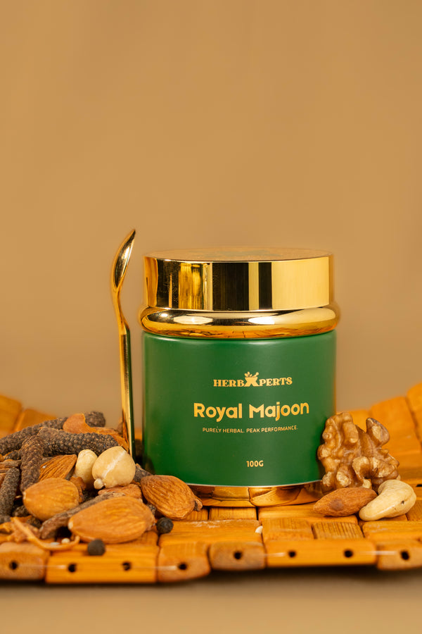 Royal Majoon jar on a wooden board