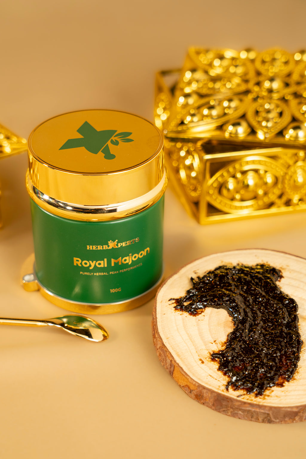Royal Majoon texture next to the jar